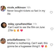 Fans react to Miley Cyrus's visual film release. (Image via Instagram/@mileycyrus)